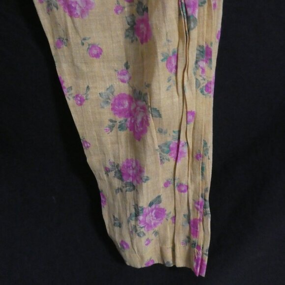 Unbranded | 10.5 inch waist measured | Floral Mustard Pants With Pink Flowers - Picture 16 of 16